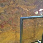 Brown onyx slab and tiles for countertops