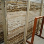 Golden wood onyx slab and tiles for countertops