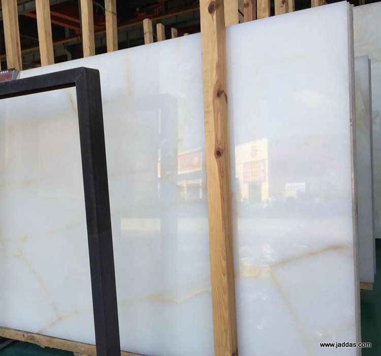 Natural pure white onyx slab and tiles for countertops