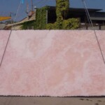 Pink onyx slab and tiles for countertops