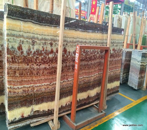 Red onyx marble slab