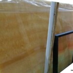 Yellow honey onyx slab and tiles for countertops